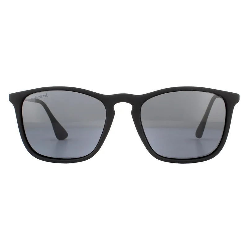 Rectangle Black Rubbertouch Black Smoke Polarized Sunglasses - montana