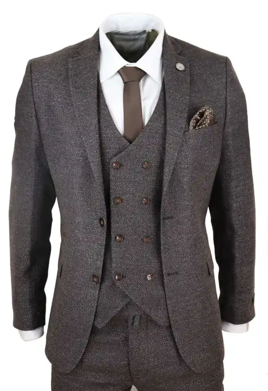 3 Piece Suit Double Breasted Tweed - TruClothing