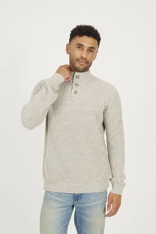 Funnel Neck Jumper with Buttons - Brave Soul
