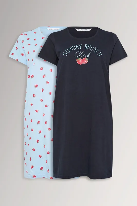 2 Pack 'Brunch Club' Nightdresses - Yours