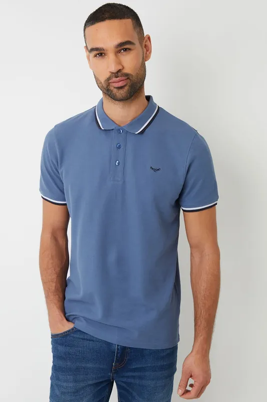 Dorry' Herringbone Tipping Cotton Pique Polo Shirt - Threadbare