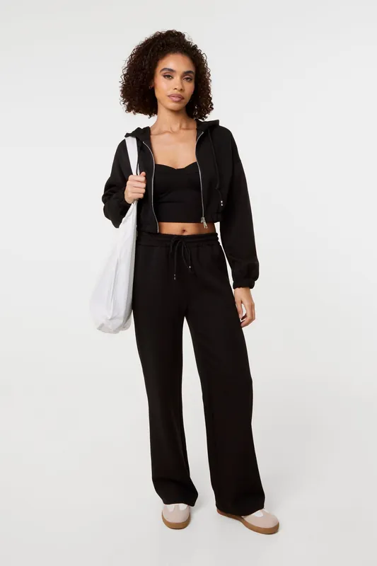 Black Straight Leg Joggers - Pink Vanilla