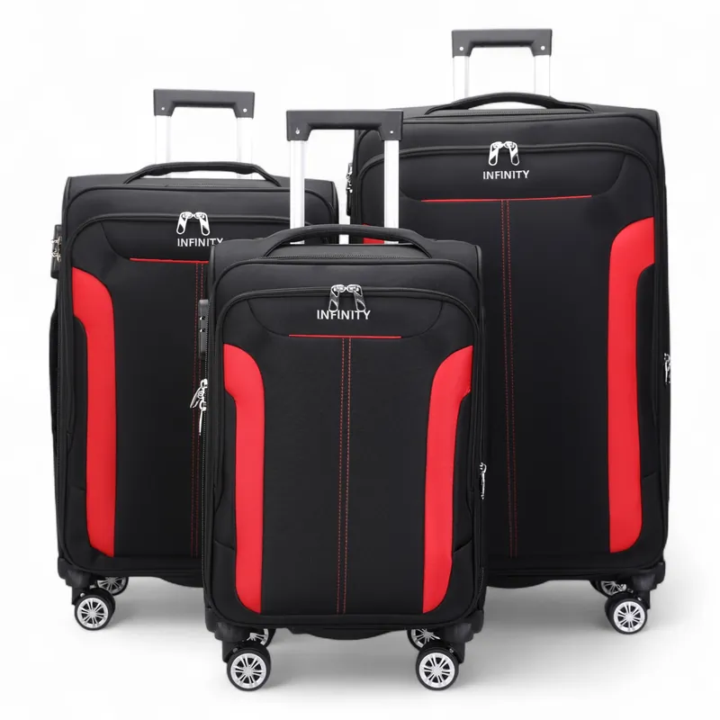 Expandable Soft Shell Suitcase 8 Wheel Luggage Set Travel Light Carry On Cabin Bag - Infinity Leather