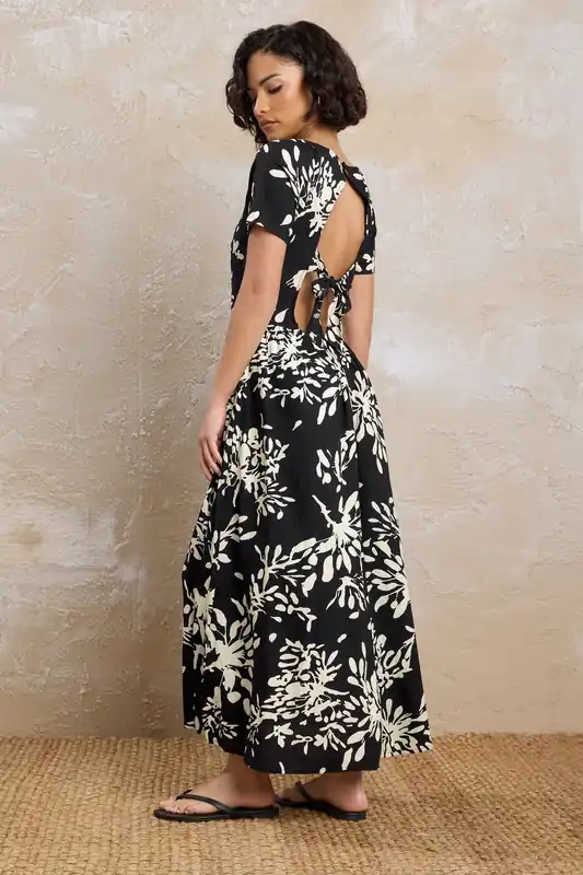Petite Floral Tie Back Dress - PixieGirl