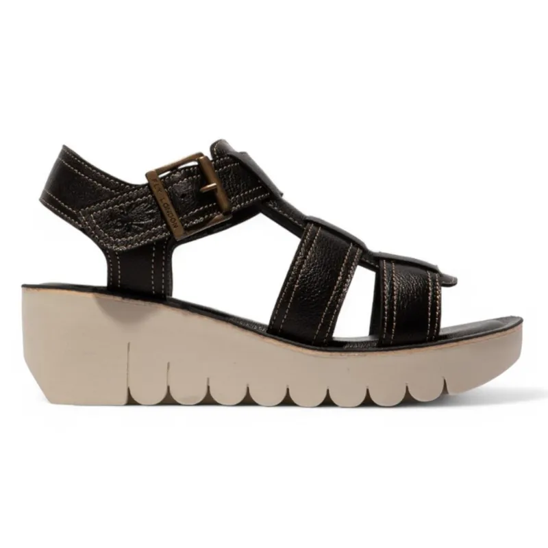 Wedge Heel Buckle Fastening Sandals Leather Summer Shoes - TruClothing