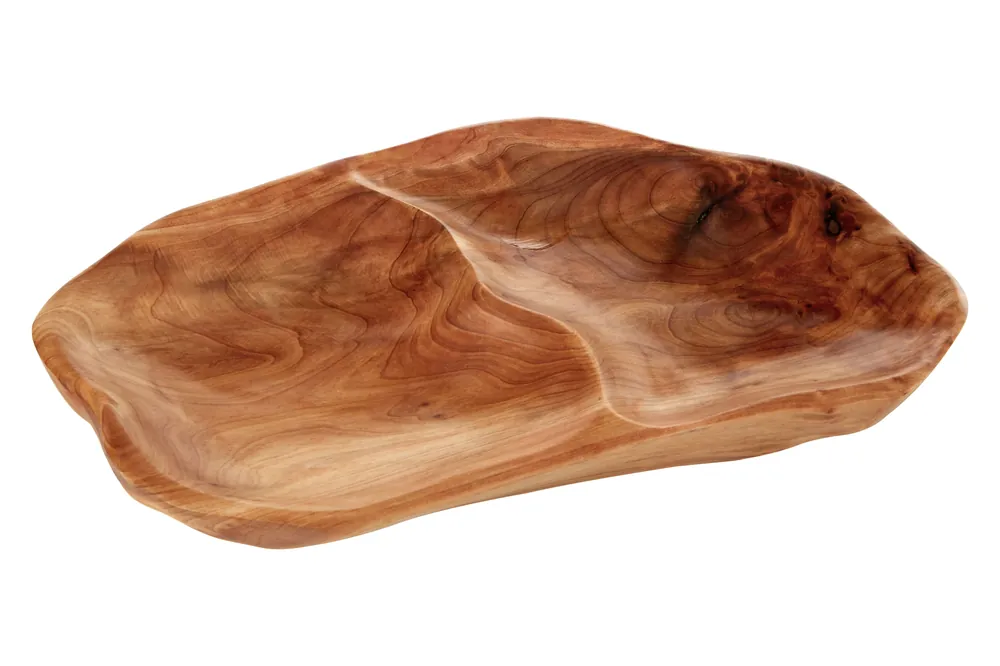 Natural Cedarwood Kora 2 Compartments Serving Tray - Orsina