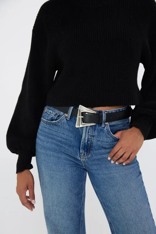 Sculptural Pointed Square Buckle Belt - My Accessories London