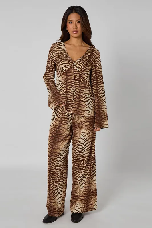 Zebra Wide Leg Trousers - Urban Bliss