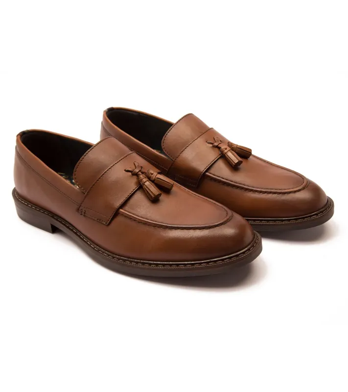 Clinton' Leather Tassel Formal Loafer Shoes - Thomas Crick