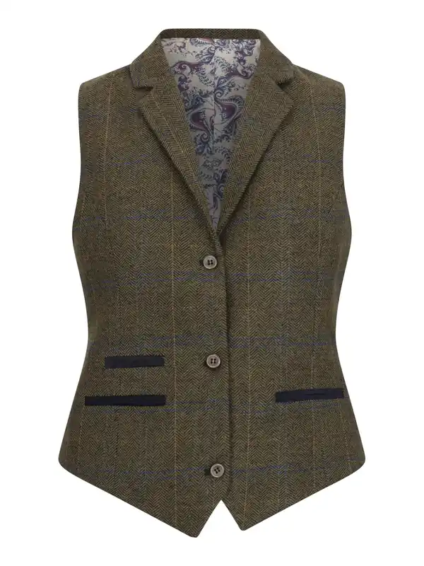 TPSTZ - Formal Tweed Woll Blend Waistcoat Office Work
