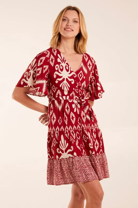 Button Front Rope Tie Dress - Blue Vanilla