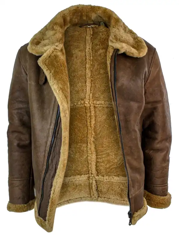 Vintage Sheepskin RAF Pilot Flying Jacket Tan - TruClothing