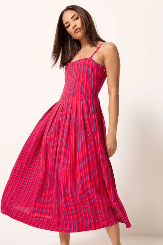Petite Stripe Midi Dress - PixieGirl