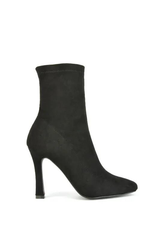 Paula' Ankle Boots Stretch Sock Zip Stiletto Heels - XY London