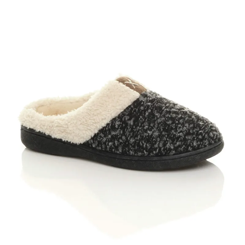 Two Tone Borg Slippers - AJVANI