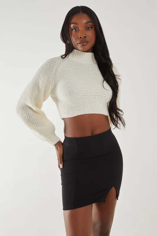 High Neck Knitted Jumper - Pink Vanilla