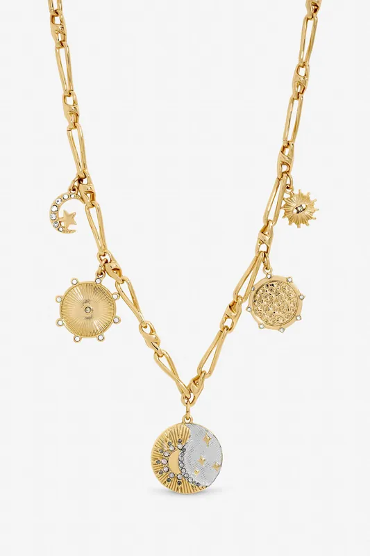 Two Tone Celestial Charm Necklace - Mood