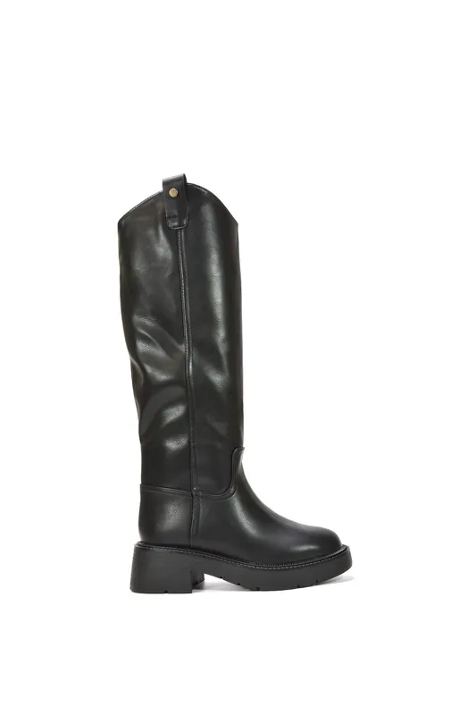 Saffira' Chunky Faux Fur Lined Knee High Riding Boots - XY London