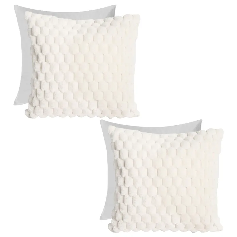 2 Pack Waffle Faux Fur Filled Cushion Covers - 45 x 45cm