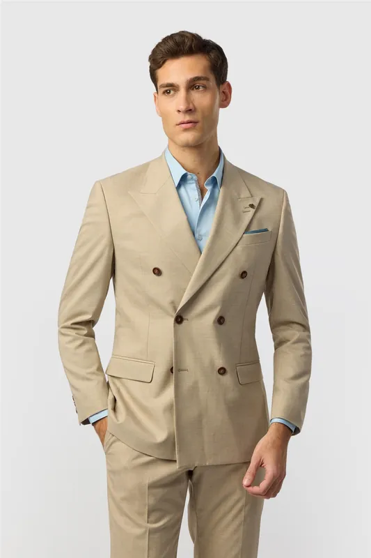 Double Breasted Six Button Slim Fit Suit Jacket - Antique Rogue