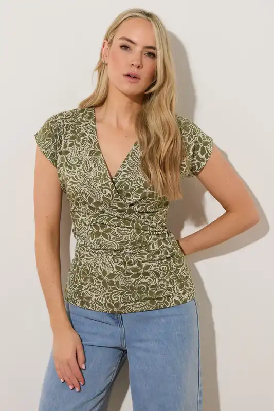 Tall Floral Wrap Top - Long Tall Sally