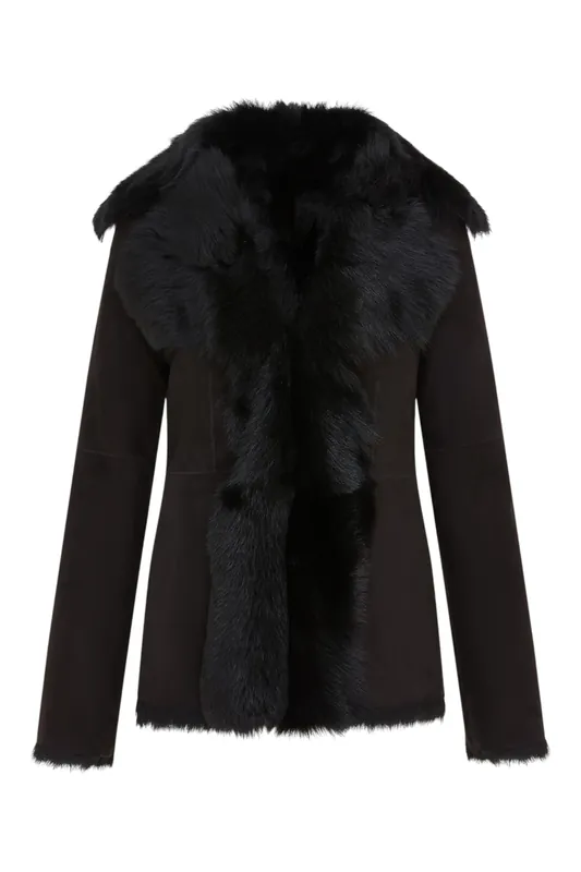 Sheepskin Toscana Shearling Suede Leather Jacket - Noiré