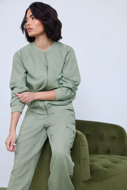 Petite Linen Bomber Jacket - PixieGirl