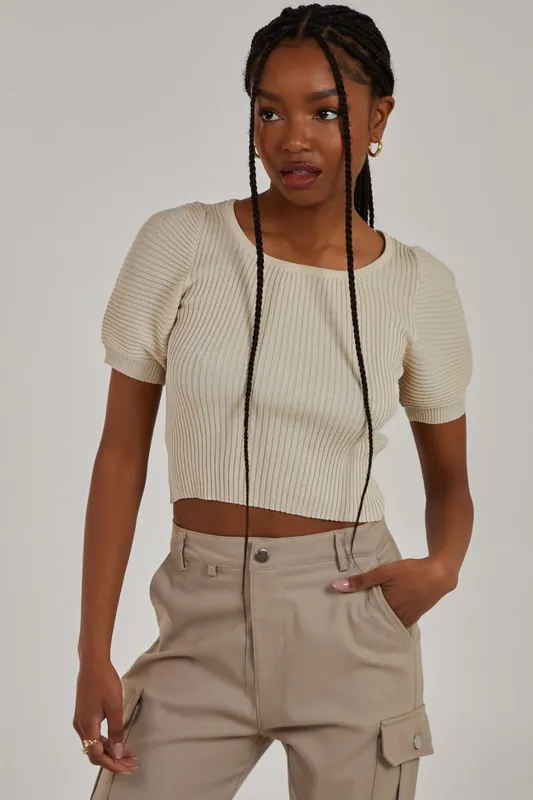 Scoop Neck Knit Top - Pink Vanilla