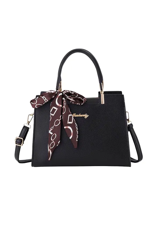 Classic Tote Bag with Removable Scarf Decor - MODISHION