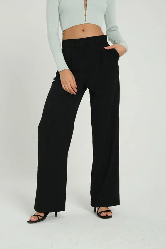 High Waist Pleated Wide Leg Trousers - Hiccup