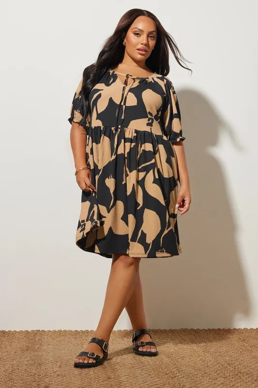 Floral Tie Neck Mini Dress - Yours