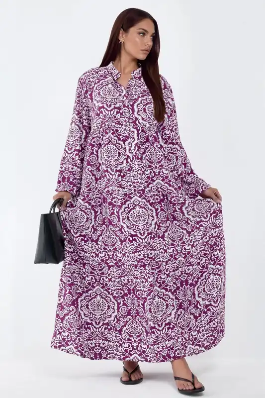 Comfortable Patterned Maxi Dress - Hiccup