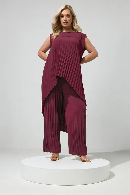 Pleated Wide Leg Trousers - Yours