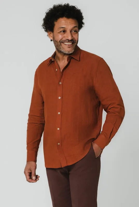Rust Linen Shirt - Dobell