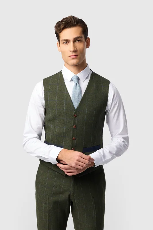 Slim Fit Check Tweed Waistcoat - Antique Rogue