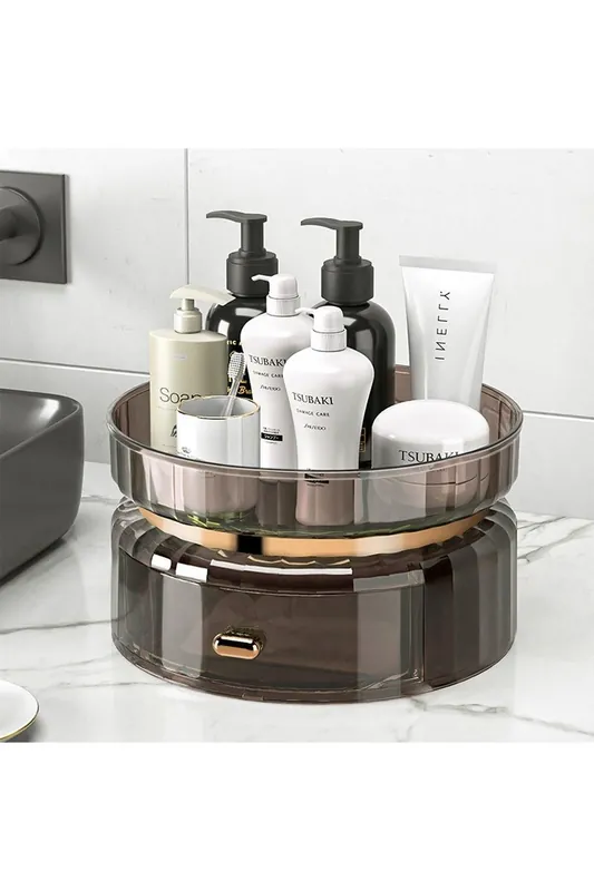 Rotating Makeup Storage Tray With Drawers - H&O Direct