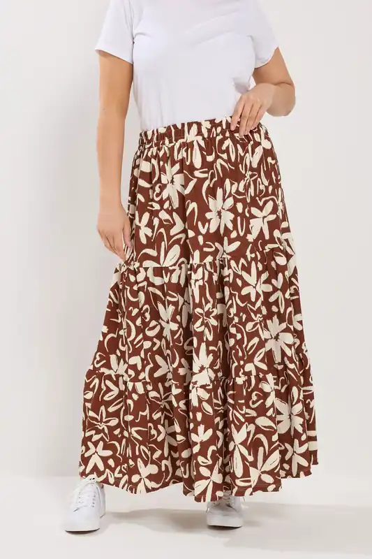 Abstract Floral Tiered Skirt - Yours
