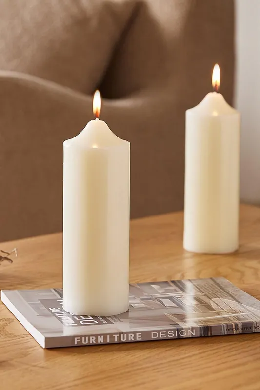 2Pcs Unscented Pillar Candles Set - H&O Direct