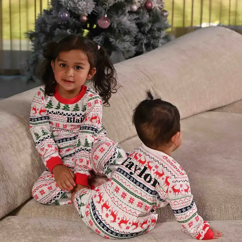 Personalised Fairisle Christmas Sleepsuit - Lulabay
