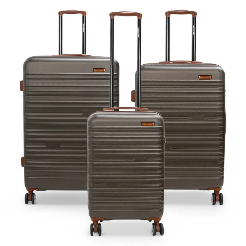 Expandable Coffee Brown Hard Shell ABS 8 Wheel Suitcase Robust Travel Case Holiday Luggage - Infinity Leather