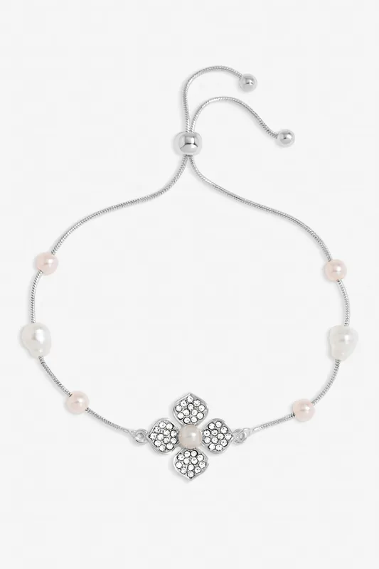 Silver Plated and Pearl Clover Bracelet - Mood