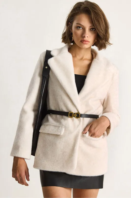 Velvet Jacket with Belt - Bianco Lucci