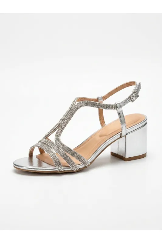 Edie Metallic T Strap Rhinestone Sandals - IKRUSH