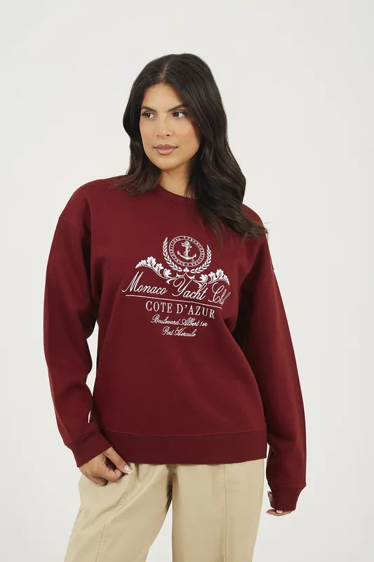 Crew Neck Embroidered Sweatshirt - Brave Soul