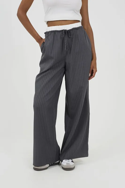 Contrast Waistband Tailored Trousers - Brave Soul