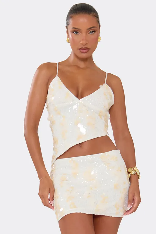 Strappy V-neck Asymmetric Hem Cami Top