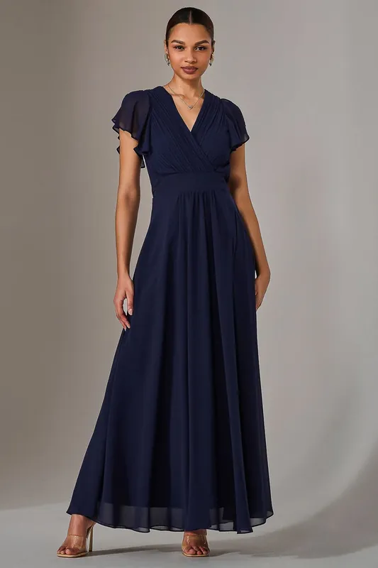 Chiffon Pleated Maxi Dress - Jolie Moi