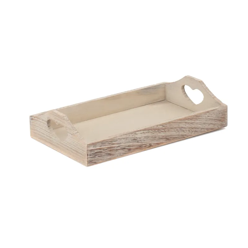 Shallow Wooden Heart Cut Out Tray - Red Hamper