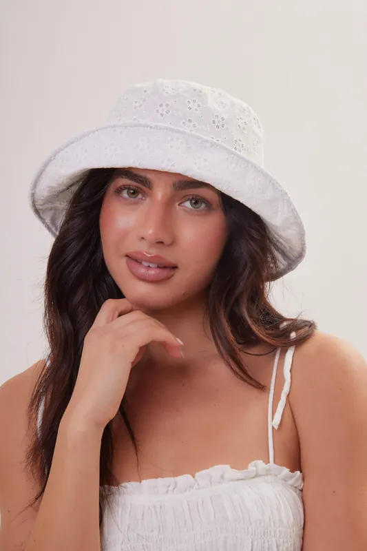 Broderie Anglaise Bucket Hat - My Accessories London