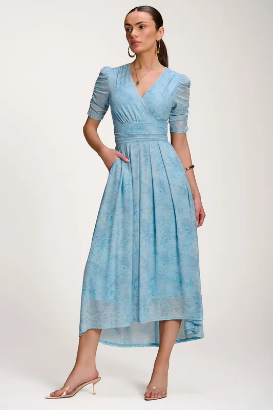 Printed Mesh Dip Hem Maxi Dress - Jolie Moi